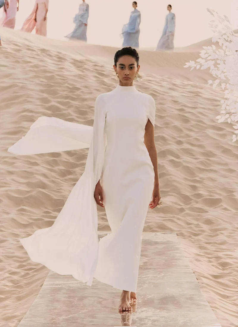 Lichi Maxi dress with loose sleeves and skirt embellishment